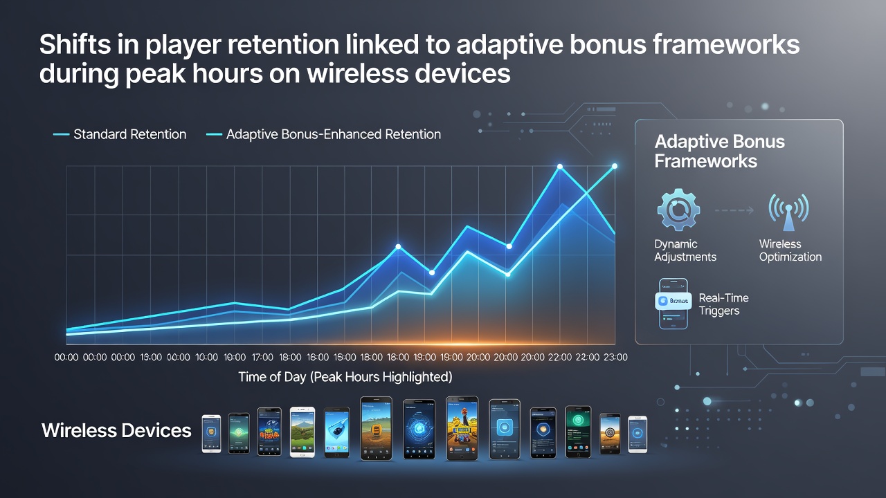 Grafik zeigt Trends bei Spielerbindung durch adaptive Boni auf mobilen Geräten während Spitzenzeiten